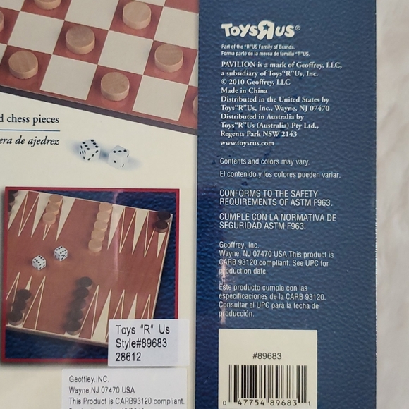 TOYS R US Pavilion Chess checkers backgammon 3 games in 1 - Picture 5 of 6